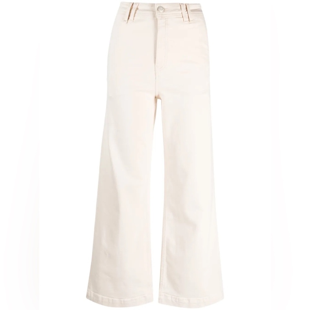 BIMBA Y LOLA by Anthropologie Women's Cream Wide-Leg Cropped Jeans